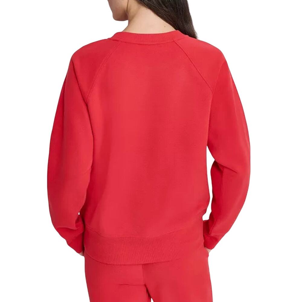 DKNY Women's Rhinestone Logo Fleece Sweatshirt NWT RED SIZE XS - Picture 2 of 10